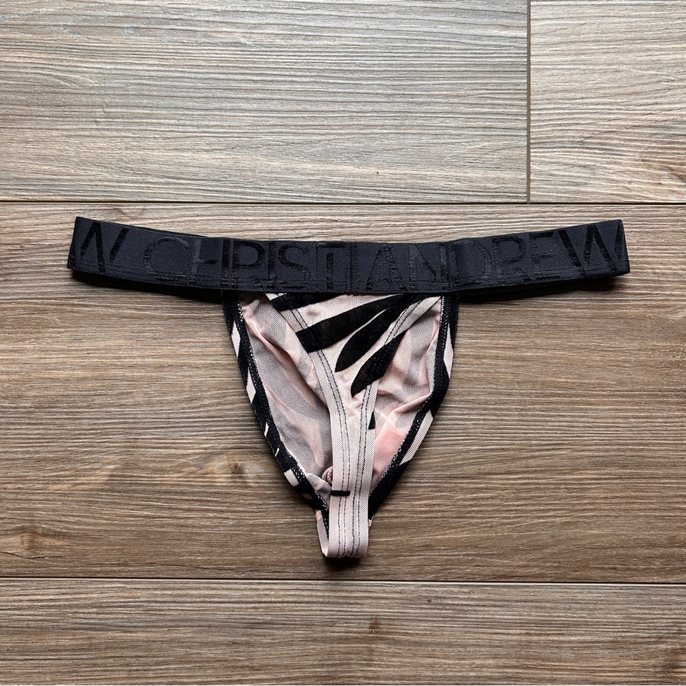 Andrew Christian | Palmero Sheer Tiger Thong in Black Sand (Small) - Picture 7 of 10